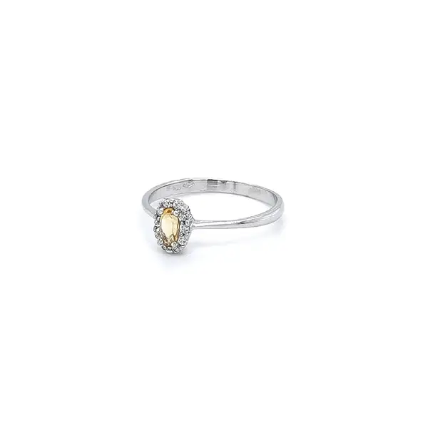 Nhẫn đính đá Citrine từ vàng trắng