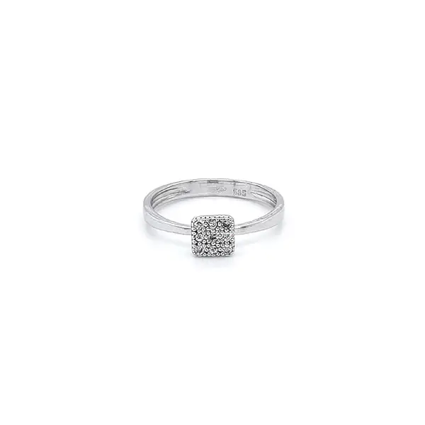 Nhẫn vàng trắng đính đá zircon trắng