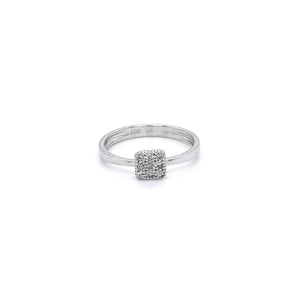 Nhẫn vàng trắng đính đá zircon trắng