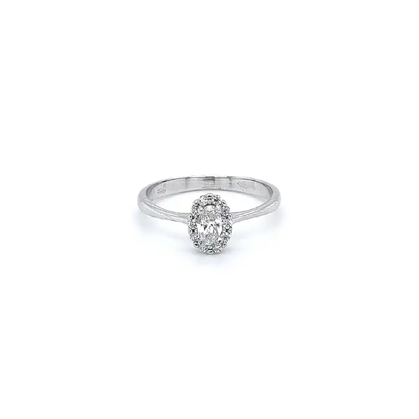 Nhẫn vàng trắng đính đá zircon trắng