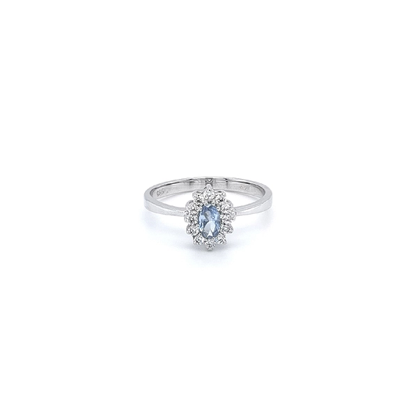 Nhẫn với đá Topaz trắng và vàng trắng