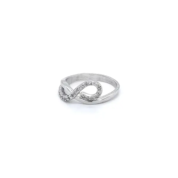 Nhẫn vàng trắng đính đá zircon trắng