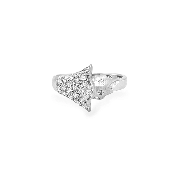 Nhẫn vàng trắng đính đá zircon trắng
