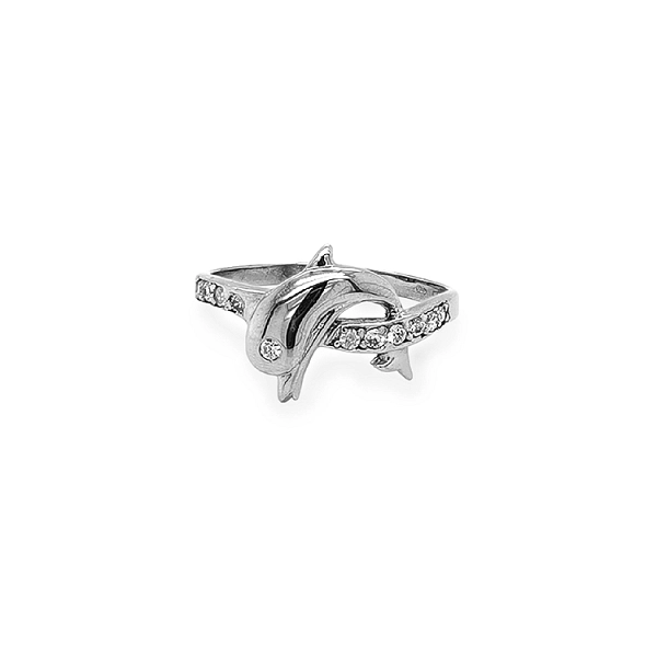 Nhẫn vàng cao cấp hình cá heo đính đá zircon