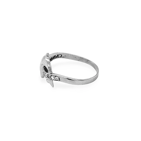 Nhẫn vàng cao cấp hình cá heo đính đá zircon