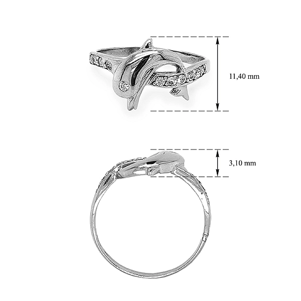 Nhẫn vàng cao cấp hình cá heo đính đá zircon