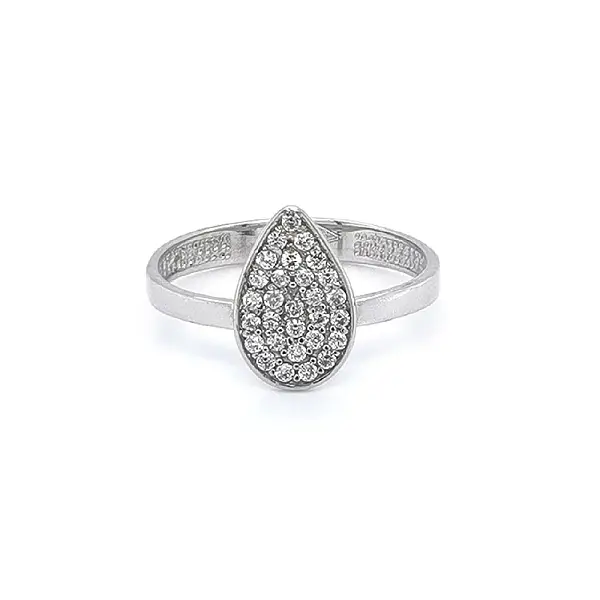 Nhẫn vàng trắng đính đá zircon trắng