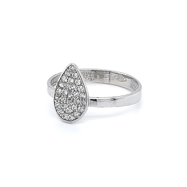 Nhẫn vàng trắng đính đá zircon trắng