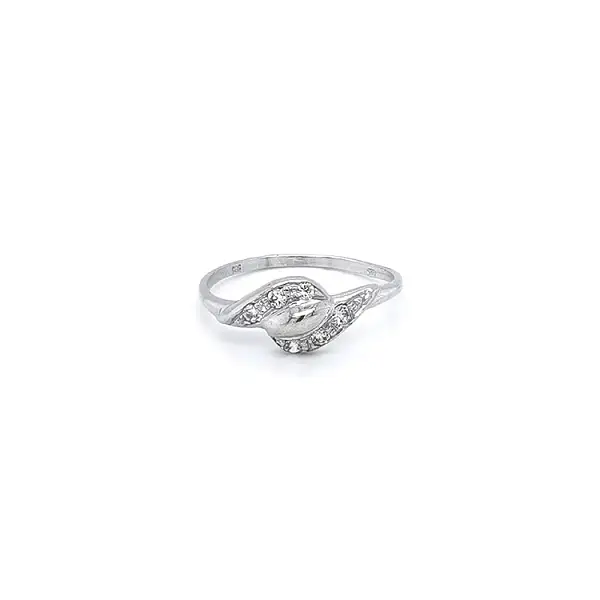 Nhẫn vàng trắng đính đá zircon trắng