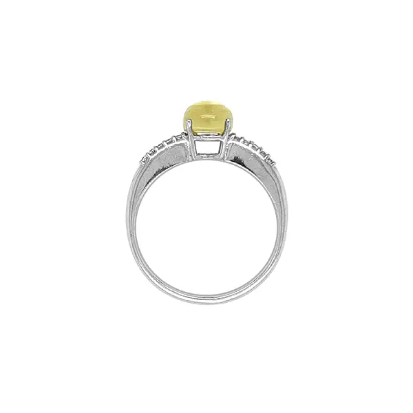 Nhẫn vàng đính đá thạch anh và zirconia