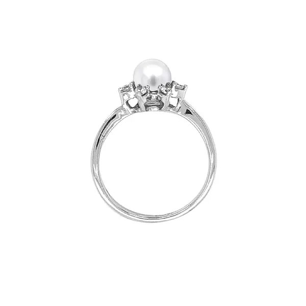 Nhẫn vàng đính ngọc trai và đá zircon