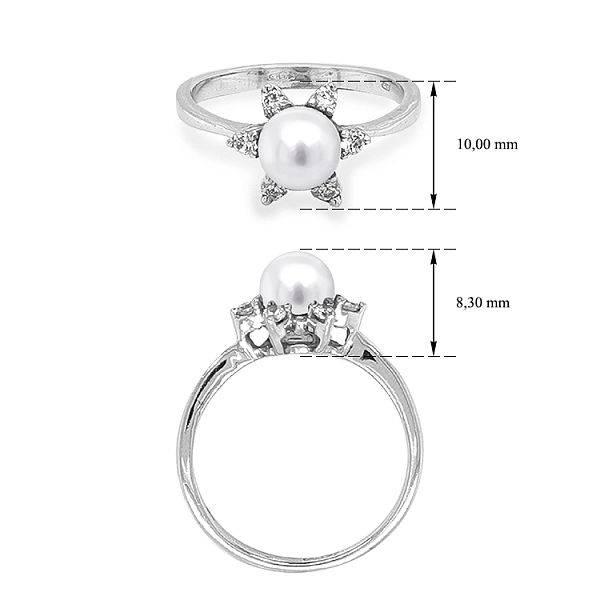 Nhẫn vàng đính ngọc trai và đá zircon