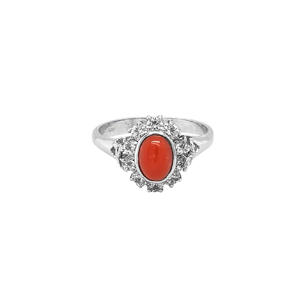 Nhẫn vàng đính san hô và zircon