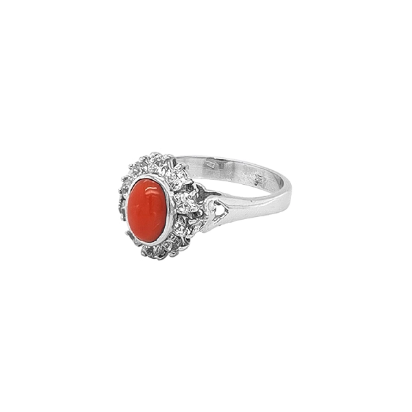Nhẫn vàng đính san hô và zircon