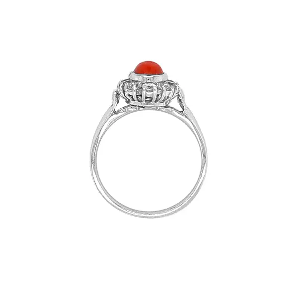 Nhẫn vàng đính san hô và zircon