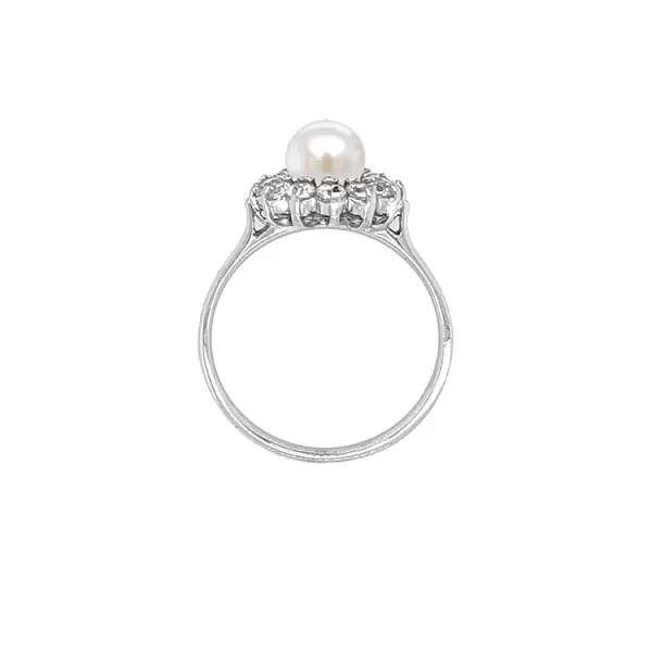 Nhẫn vàng đính ngọc trai và đá zircon