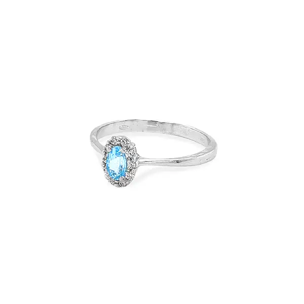 Nhẫn vàng đính đá zircon xanh