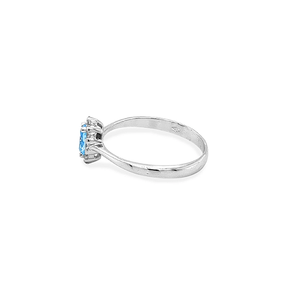 Nhẫn vàng đính đá zircon xanh