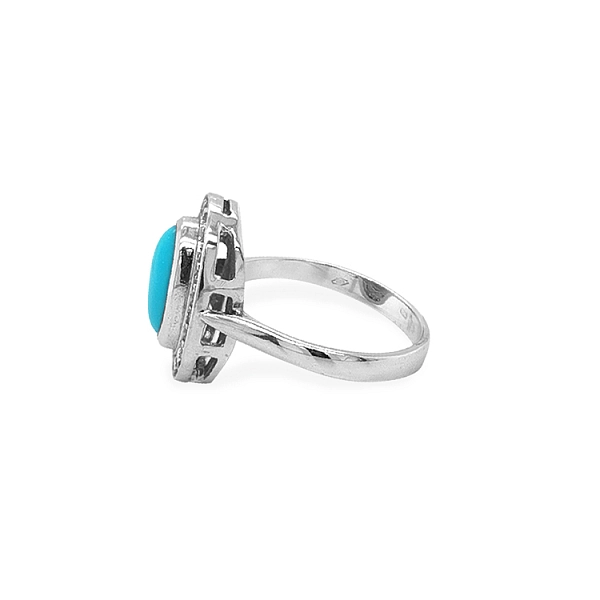 Nhẫn vàng đính ngọc lam và zirconia