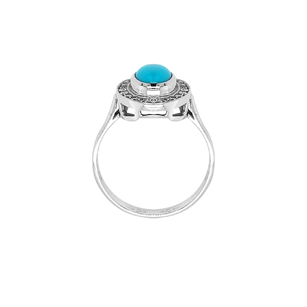 Nhẫn vàng đính ngọc lam và zirconia