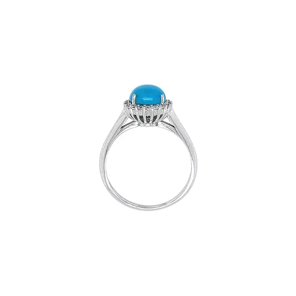 Nhẫn với đá turquoise từ vàng trắng