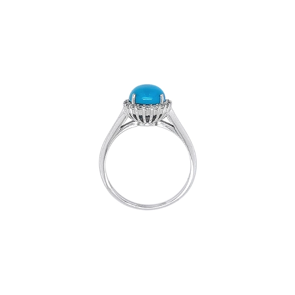 Nhẫn với đá turquoise từ vàng trắng