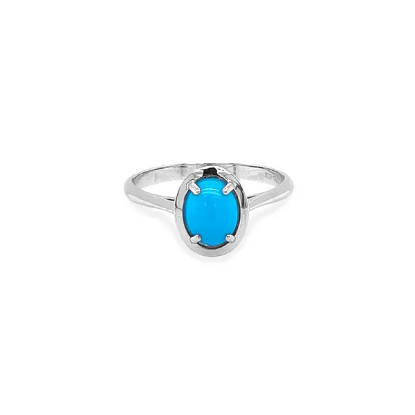 Nhẫn với đá turquoise từ vàng trắng