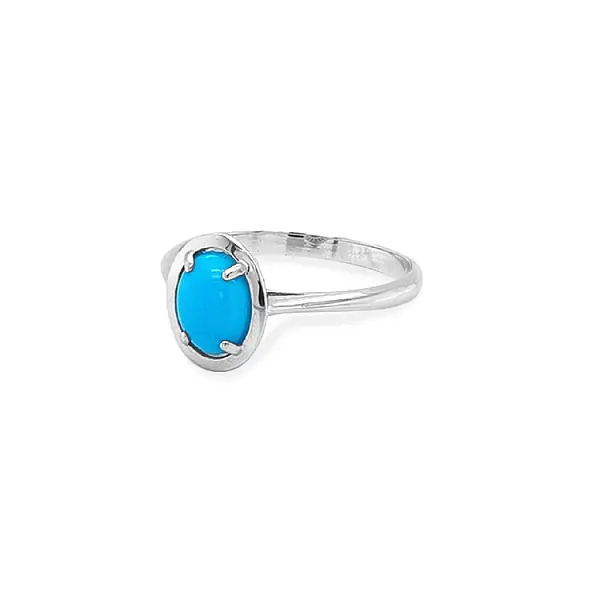 Nhẫn với đá turquoise từ vàng trắng