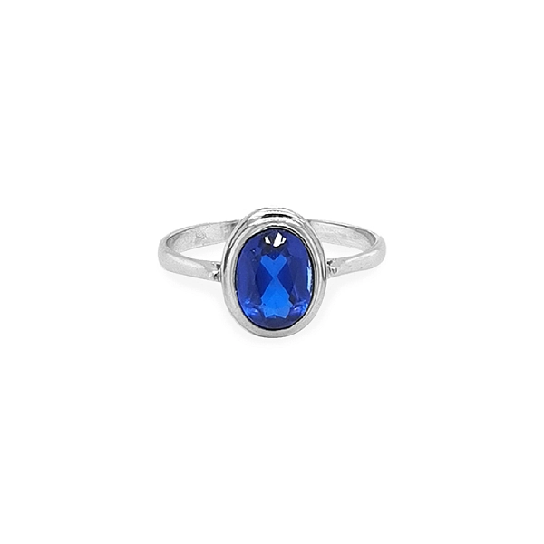 Nhẫn vàng đính đá zircon xanh