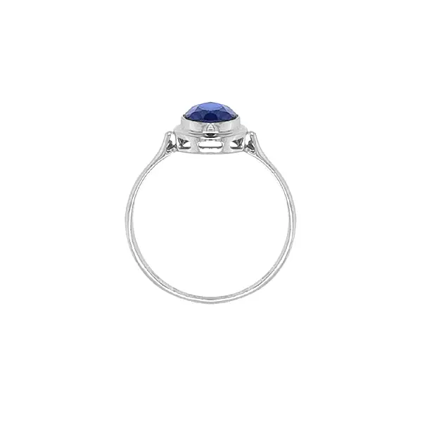 Nhẫn vàng đính đá zircon xanh