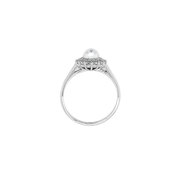 Nhẫn với ngọc trai trắng và vàng trắng