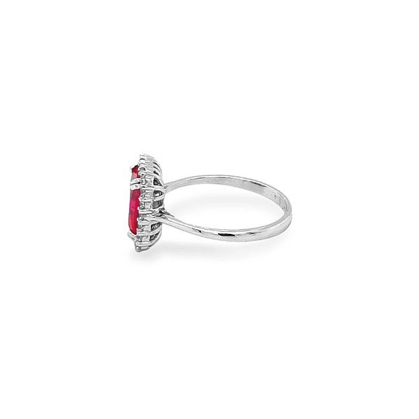 Nhẫn vàng trắng cao cấp gắn ruby và zircon