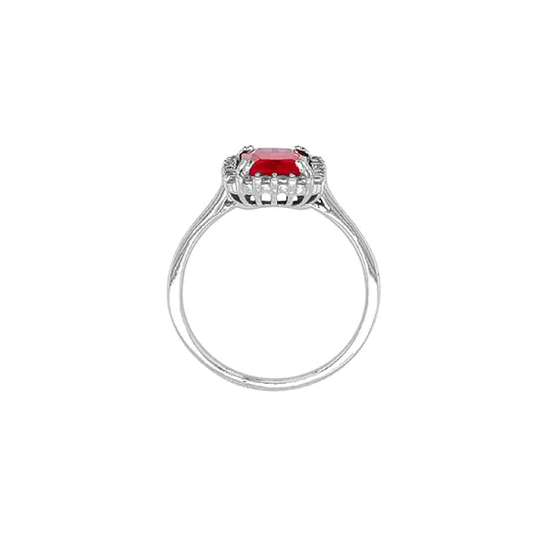 Nhẫn vàng trắng cao cấp gắn ruby và zircon