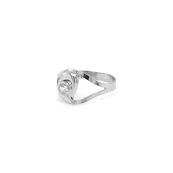 Nhẫn cá heo với vàng trắng và zircon trắng