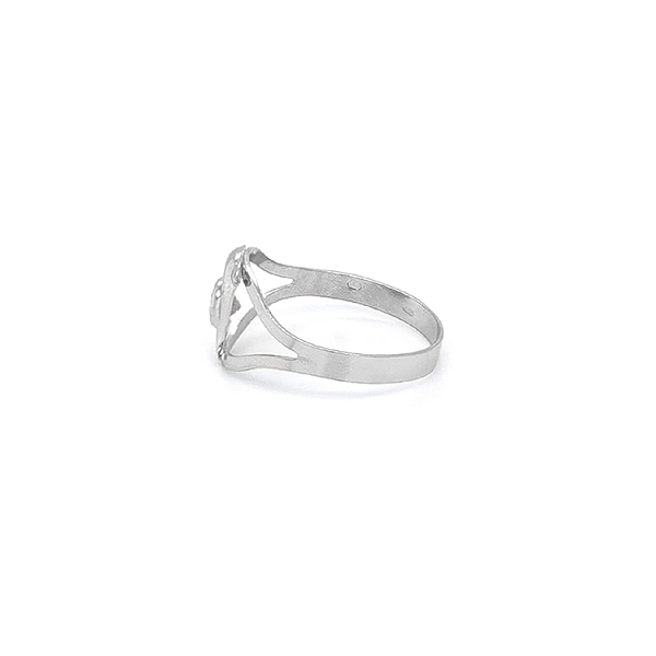 Nhẫn cá heo với vàng trắng và zircon trắng