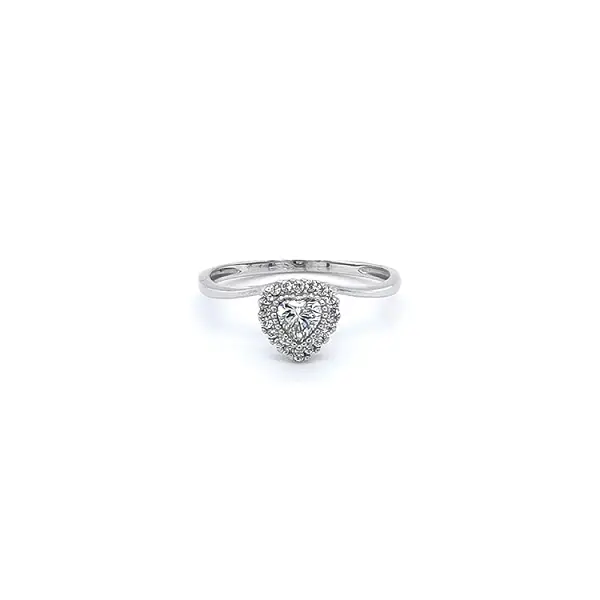 Nhẫn đính hôn bằng vàng trắng và đá zircon trắng
