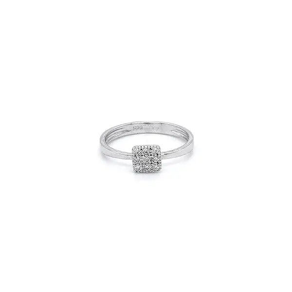Nhẫn vàng trắng đính đá zircon trắng