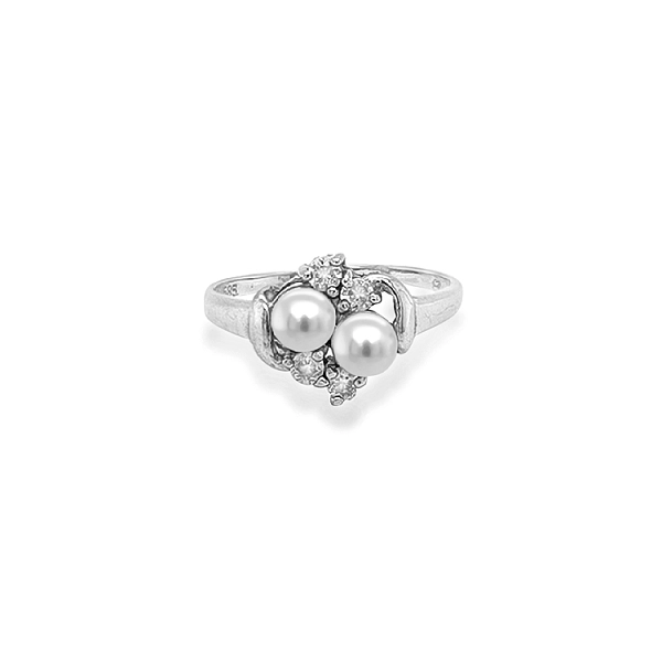 Nhẫn vàng đính ngọc trai và đá zircon