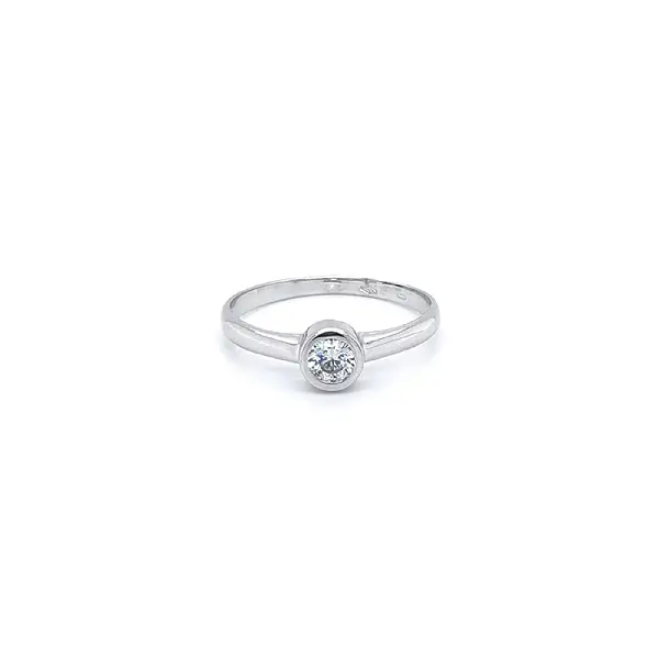 Nhẫn đính hôn bằng vàng trắng và zircon