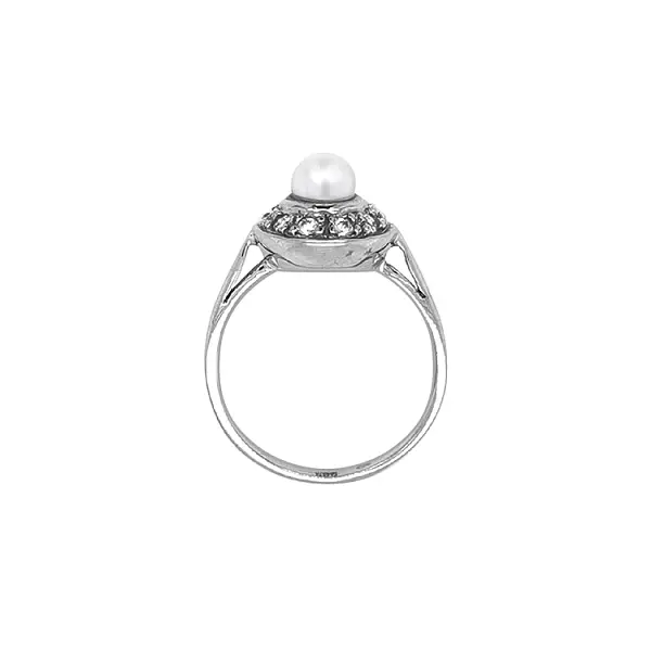 Nhẫn vàng đính ngọc trai và đá zircon