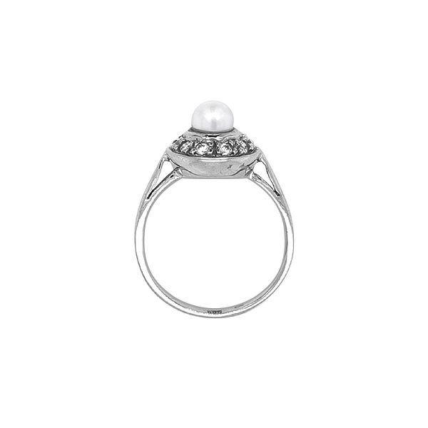 Nhẫn vàng đính ngọc trai và đá zircon