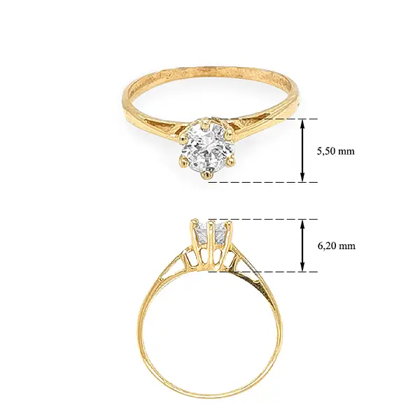 Nhẫn đính hôn bằng vàng với đá zircon