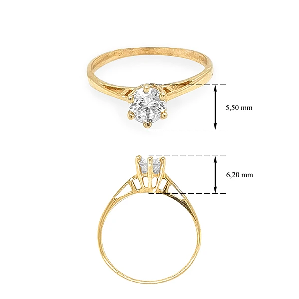 Nhẫn đính hôn bằng vàng với đá zircon