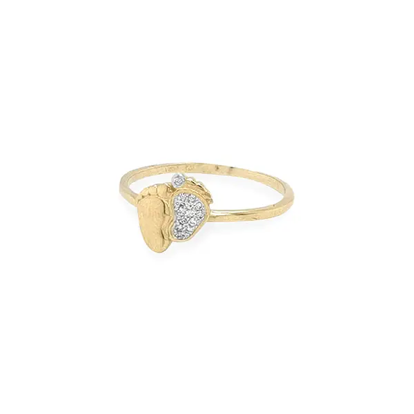 Nhẫn vàng hình bàn chân em bé đính đá zircon