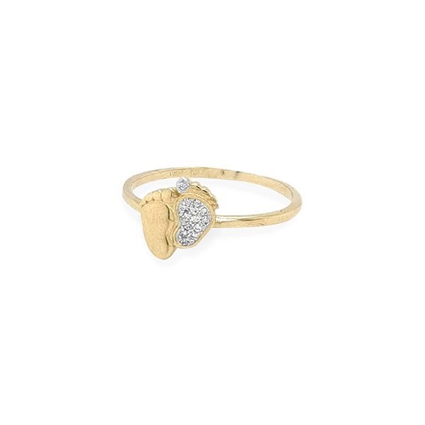 Nhẫn vàng hình bàn chân em bé đính đá zircon