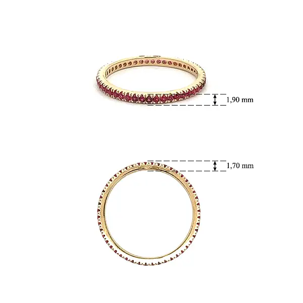 Nhẫn vàng với đá đỏ vĩnh cửu