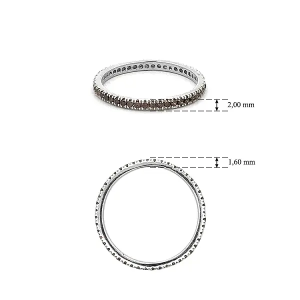 Nhẫn vàng trắng với đá vĩnh cửu màu nâu