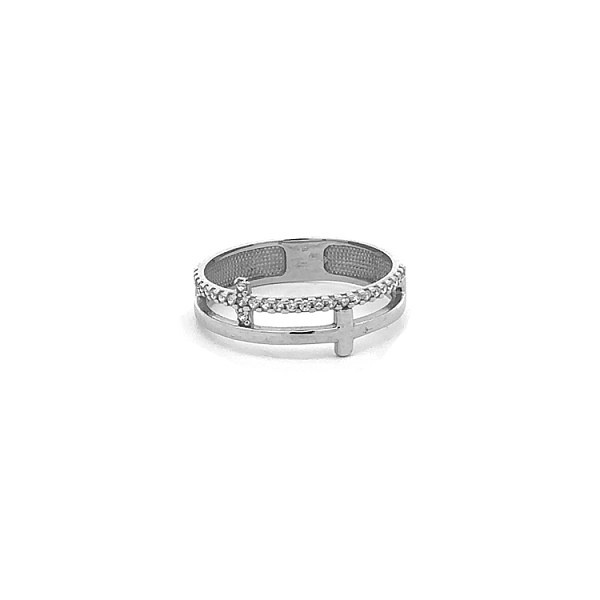 Nhẫn vàng trắng đính đá zircon