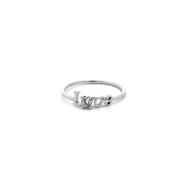 Nhẫn Tình Yêu với Vàng Trắng và Đá Zircon