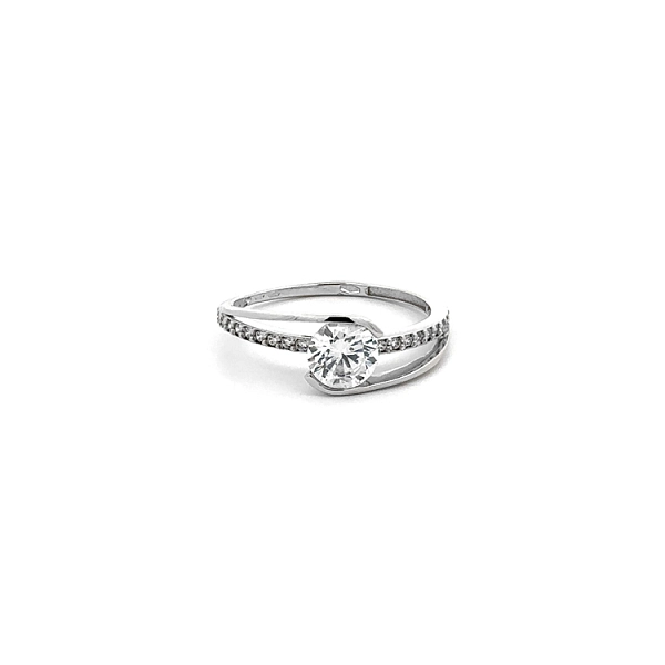 Nhẫn vàng trắng đính đá zircon trắng
